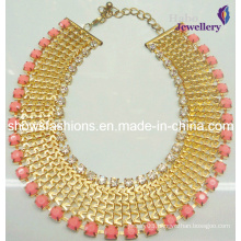 Big Color Stone & Chain with Gold Plated Fashion Necklace/Fashion Jewelry (XJW2128)